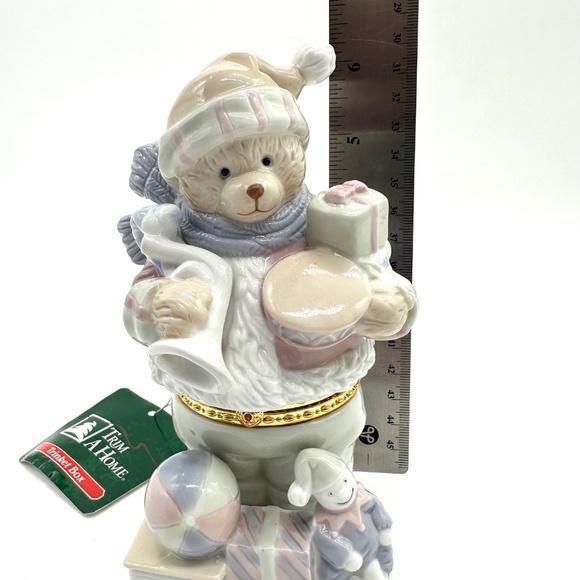 Large Teddy Bear & Toys Trinket Box Christmas Trim A Home K-Mart Vintage - Picture 13 of 14